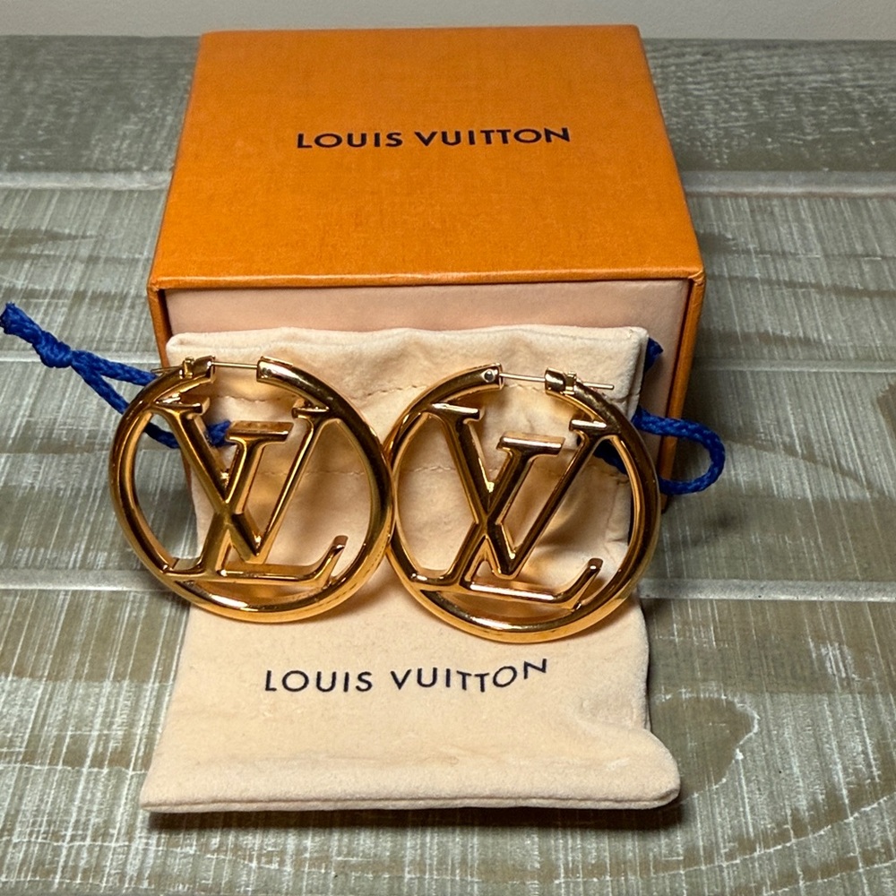 Louis Vuitton Gold Logo Earrings - Picture 2 of 5